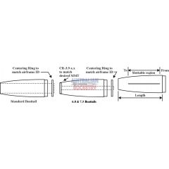 Fiberglass Boattail, 7.5inch - 3.9inch (98mm)
